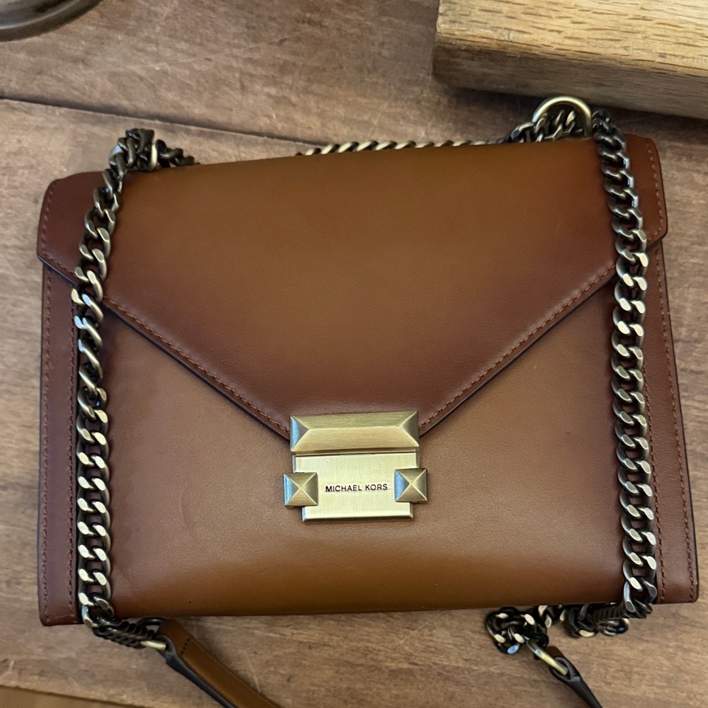 Michael Kors Whitney Brown Leather Envelope Bag - Picture 4 of 8